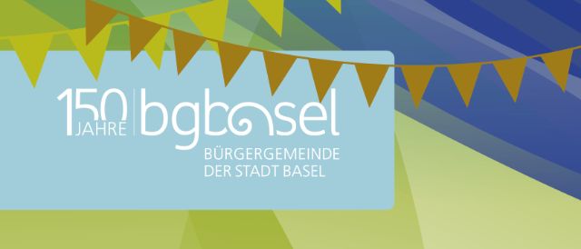 Illustration: im Hintergrund Wald, dann Wimpelketten und oben rechts ein Nachthimmel. BG-Logo mit Zusatz 150 Jahre unten links