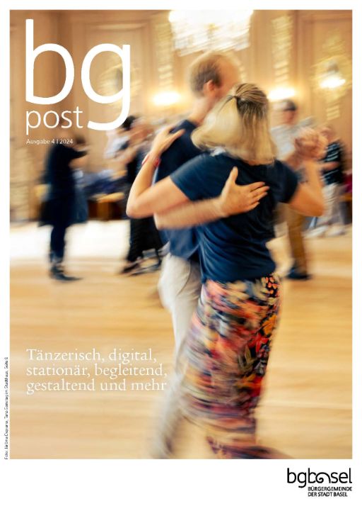Cover bg-post 169 vom Dezember2024, Bild zeigt eine Fotografie von einem tanzenden Paar im Bürgergemeinderatssaal