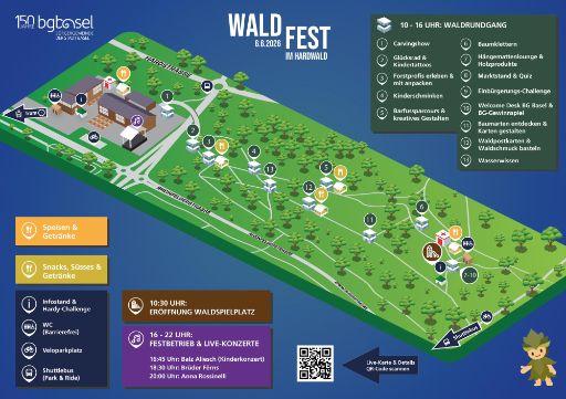 Festplan für das Jubiläumsfest der Bürgergemeinde am 6.6.26 im Hardwald